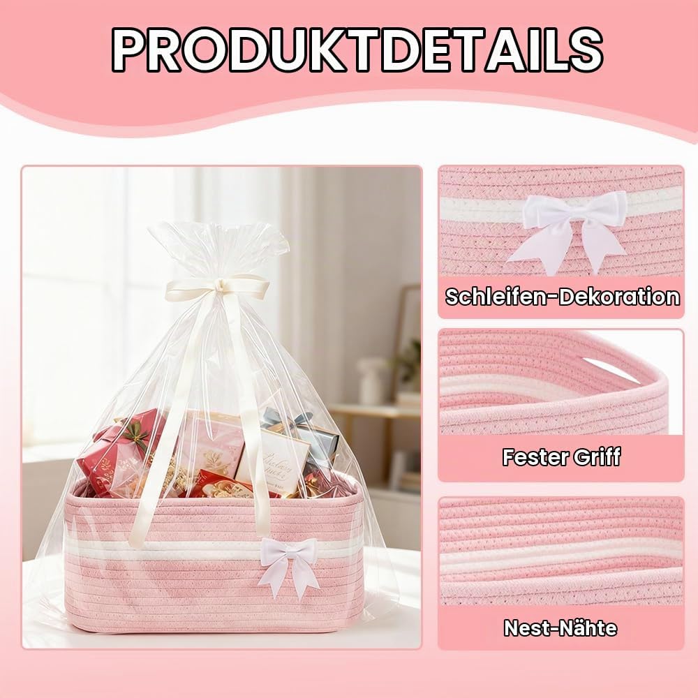 KBIBCK Large Empty Gift Basket with Gift Bags and Ribbons 34 x 25 x 15 cm – Bild 2