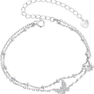 Qings Women’s 925 Sterling Silver Animal Bracelet Butterfly/Dragonfly/Koi Fish Bracelet with Zircon Adjustable Animals Insect Bracelet Jewellery Gifts for Women