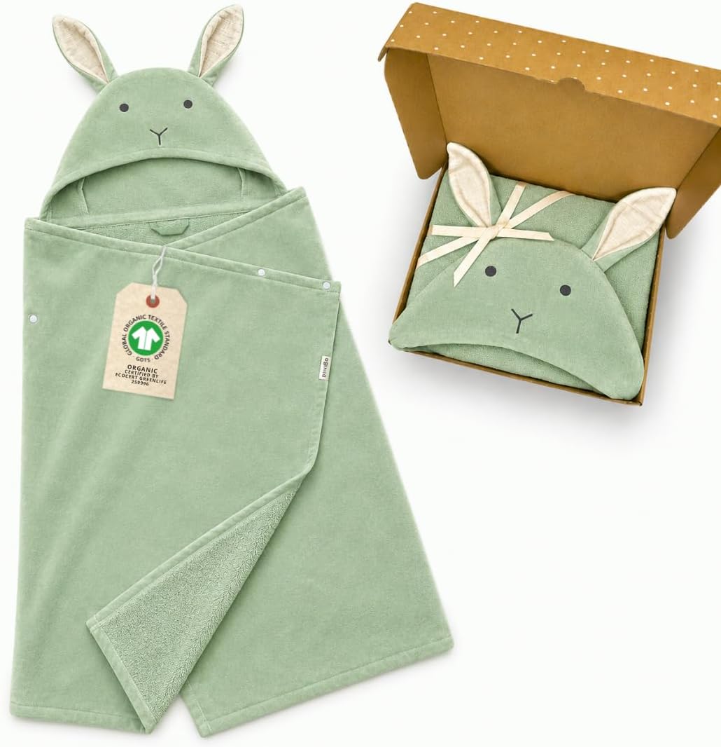 DIKOS Hooded Towel Baby 70 x 140 cm, Baby Towel, Bath Poncho