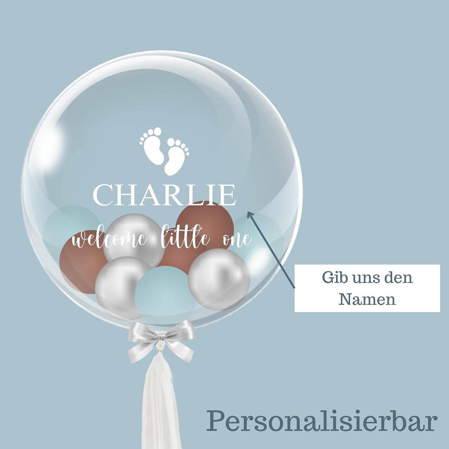 Little One - Bubble Fabrik - Personalised Balloon Gift: Transparent Helium Balloon with Colourful Balloons, Birth Gift, Gift Idea for Parents – Bild 4