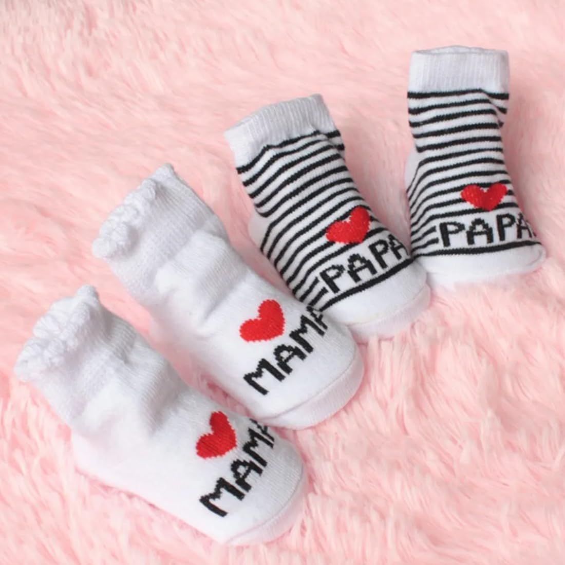 Distinct Baby Cotton Socks Cute Socks I Love Mum + I Love PaPa Newborn Toddler Baby Sock Boys Girls Cotton Small Socks Gift (2 Pairs) – Bild 2