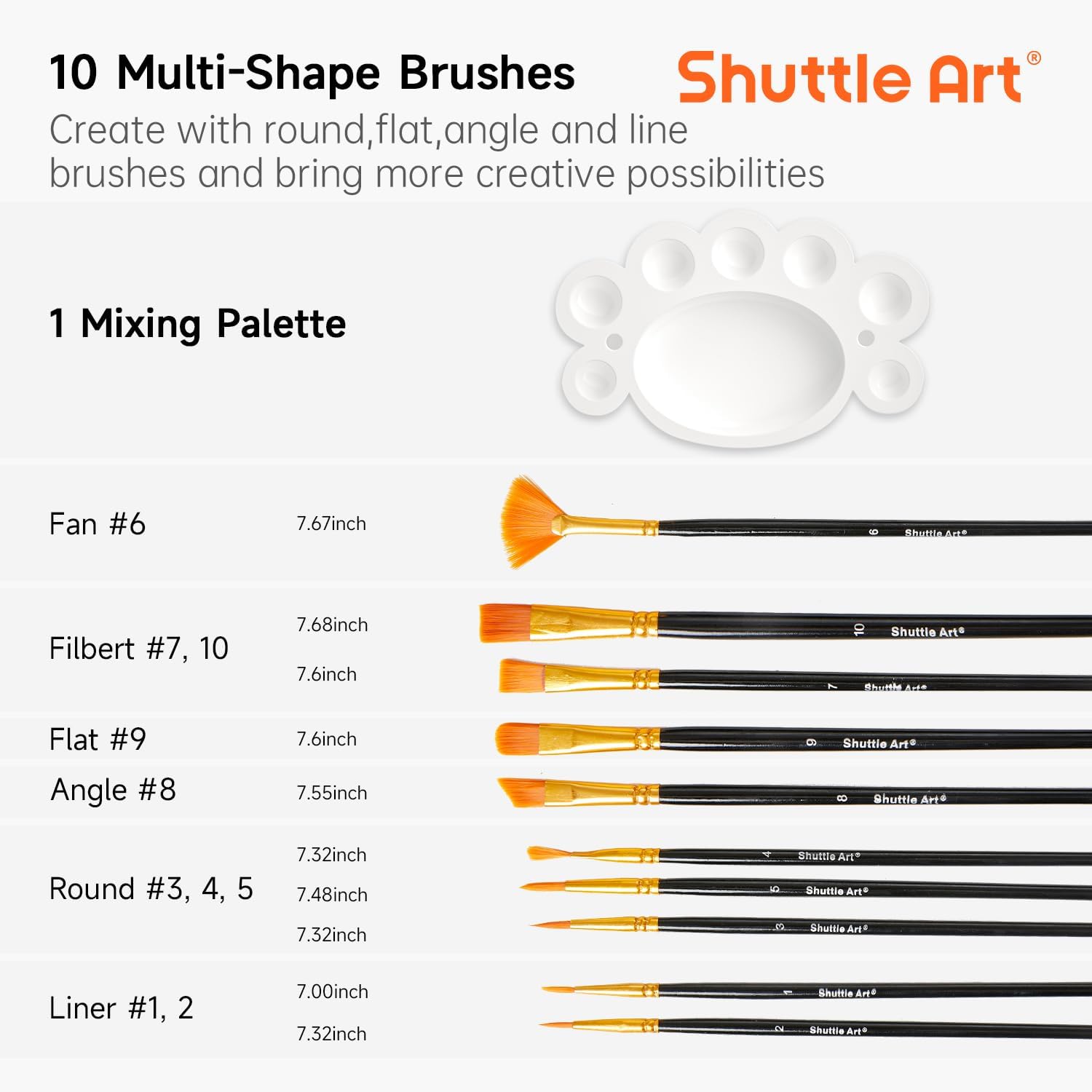 Shuttle Art 20 x 60 ml Metallic Acrylic Paint Set with 10 Brush Set and 1 – Bild 6