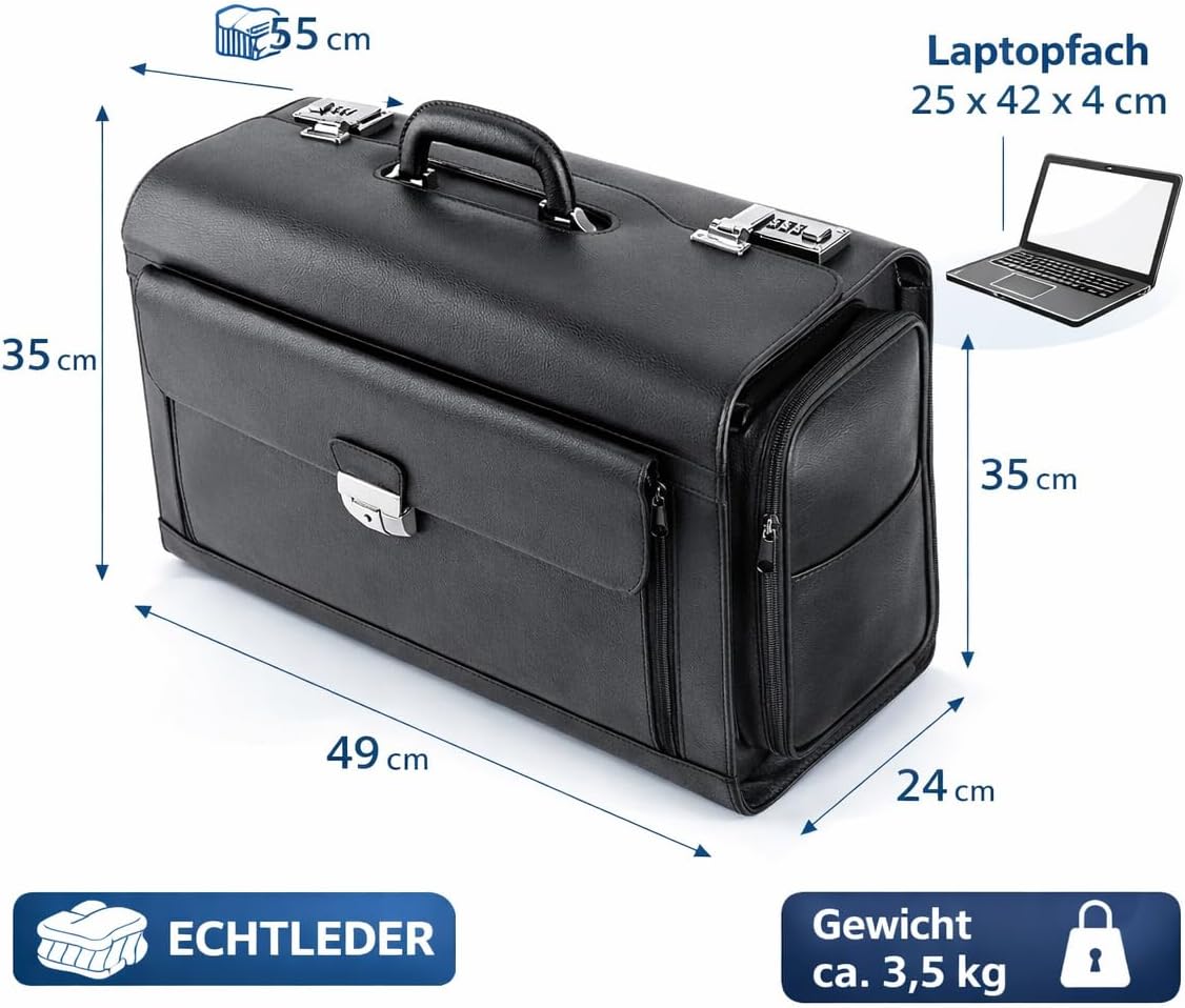 Alassio 949728 - Black leather pilot briefcase – Bild 11
