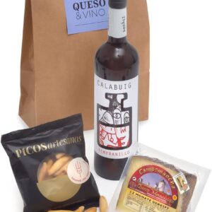 Queso y Vino Gift Bag, Red Wine, Manchego Cheese and Crackers