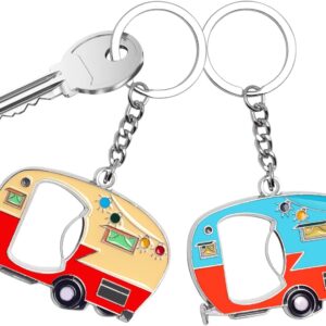 Camper Gift, Partner Keyring, Motorhome Decoration, Camping Accessories Gadgets, Bottle Opener Key Ring, Funny, Unique Beer Camping Gifts for Couples, Men, Pack of 2