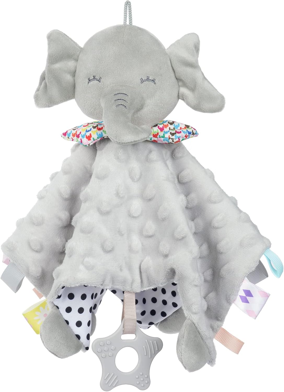 Vicloon Cuddly Blanket Elephant Cuddly Blanket with Crinkle Foil and Bell, Soft and Washable, 26 x 26 cm, Baby Cuddly Toy, Comforter for Babies from 0+ Months – Multicoloured Label