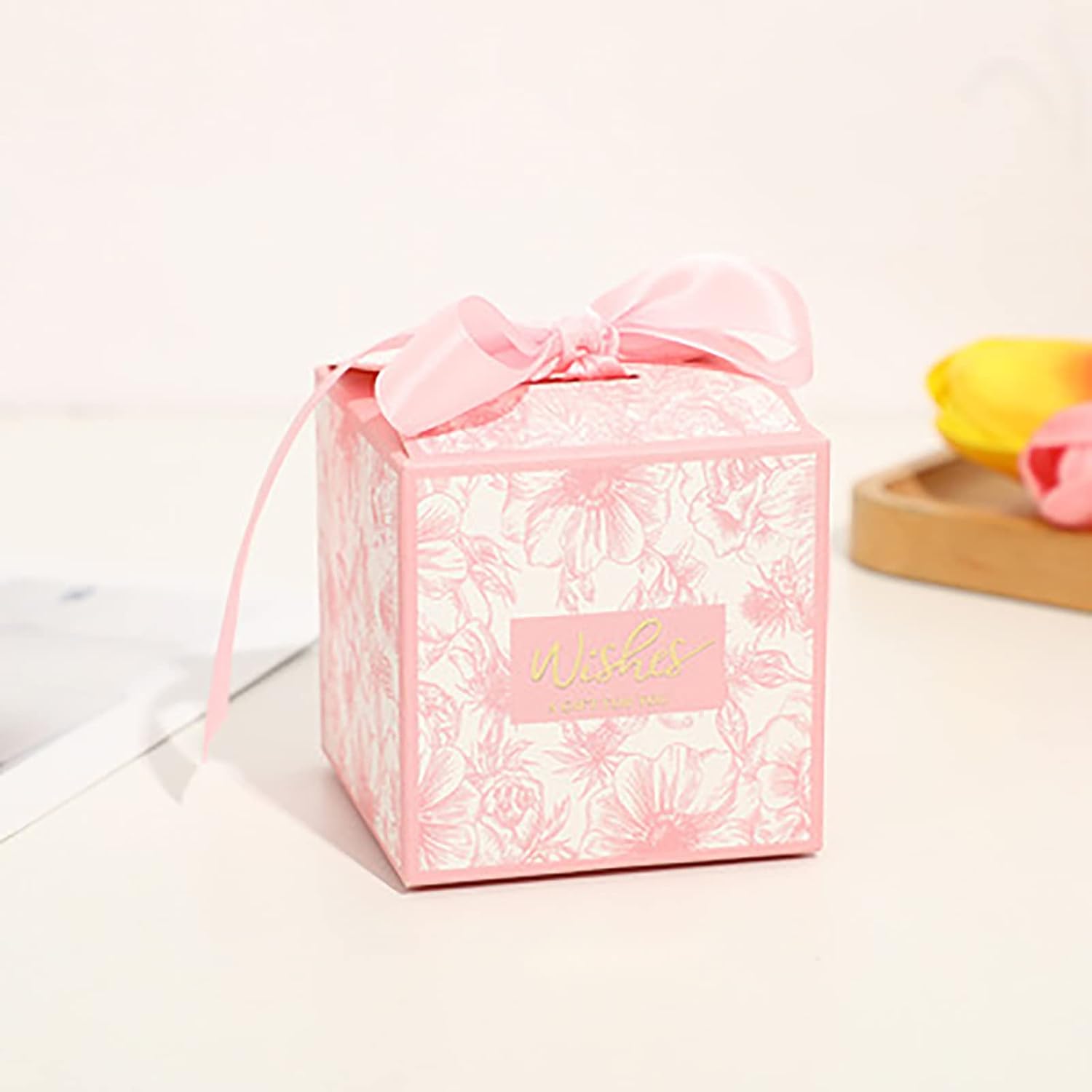 Candy Box Pink, 50 Pieces Party Gift Box Square Chocolate Box Empty Small Wedding Candy Gift Boxes Made of Cardboard for Table Decoration, Wedding Decoration, Party, 7 x 7 x 7 cm – Bild 3