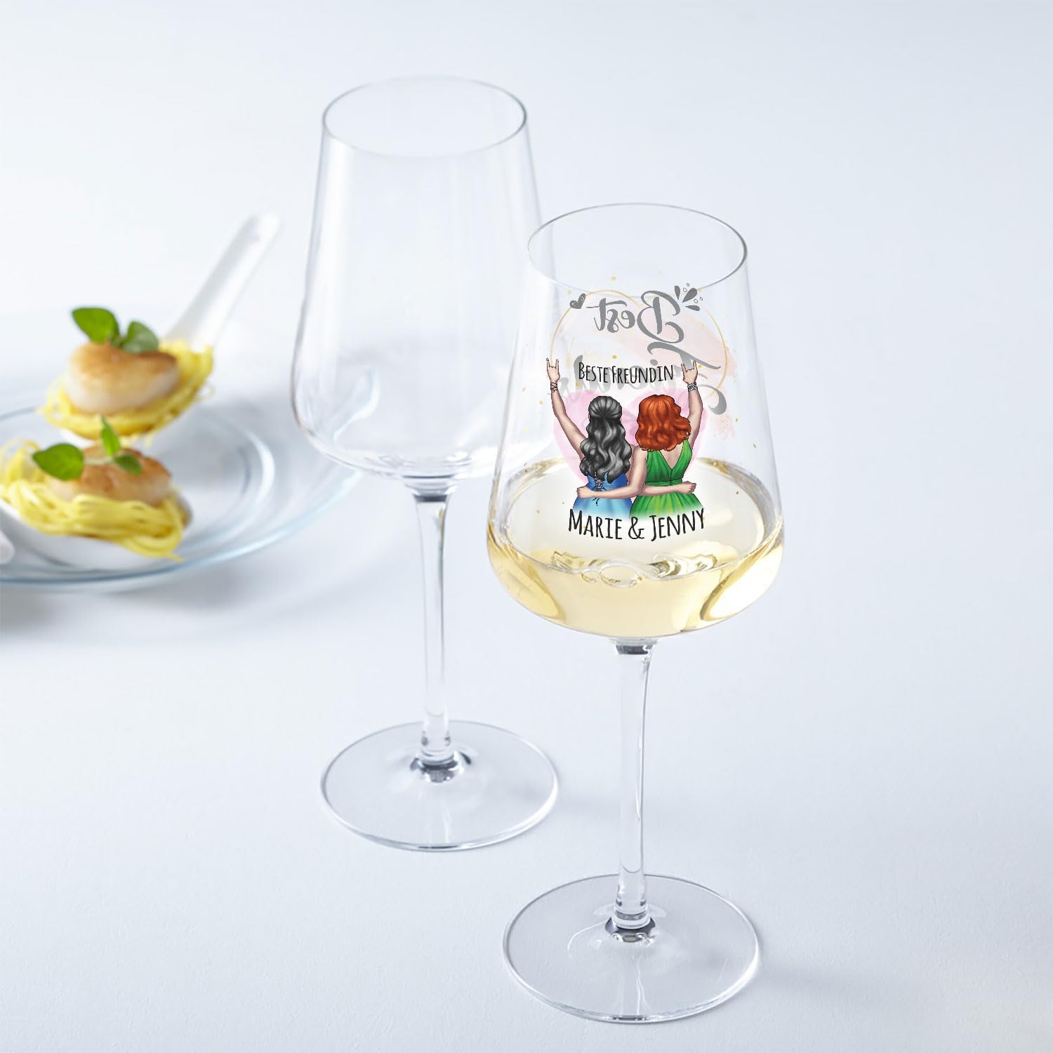 GRAVURZEILE Puccini Wine Glass with UV Print - Best Friend Configuration - Extensively Customisable Motif to Design Yourself - Personal Gift for Girlfriends - Colour: Girlfriends Puccini – Bild 2