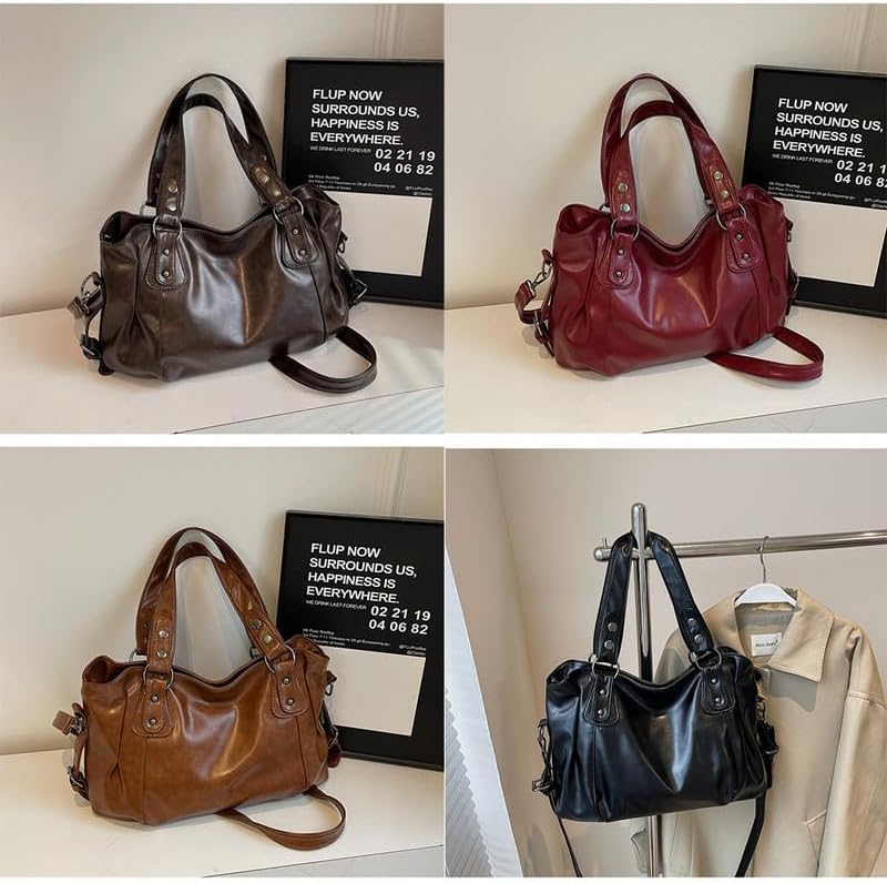 Women's Handbag Hobo Handbag Shoulder Bag Shopper Made of PU Leather Women's Bag Hobo Women's Bag Shoulder Bag Bags Handbag for Women Mother Dark Brown – Bild 7