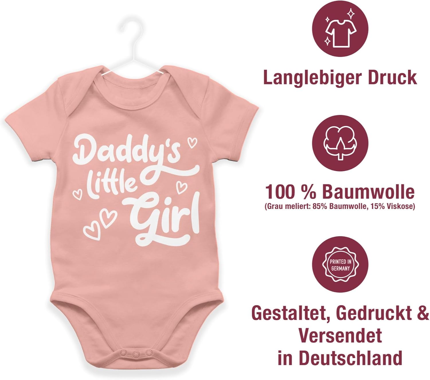 Shirtracer - Baby Bodysuit Boy Girl - Gift for Father's Day - Daddy's Little Girl Cute White – Bild 6