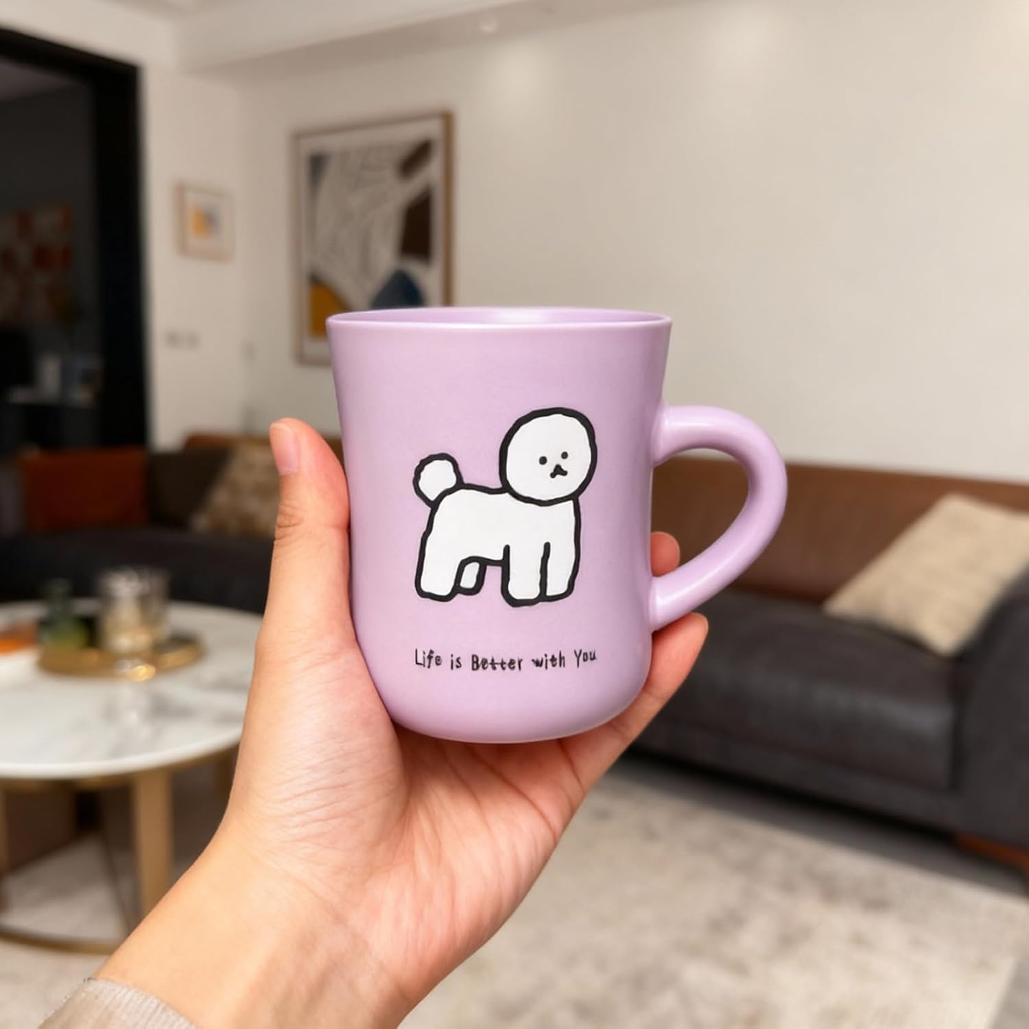 OHAANYY Ceramic Coffee Mug 350 ml with Handle Purple – Bild 5