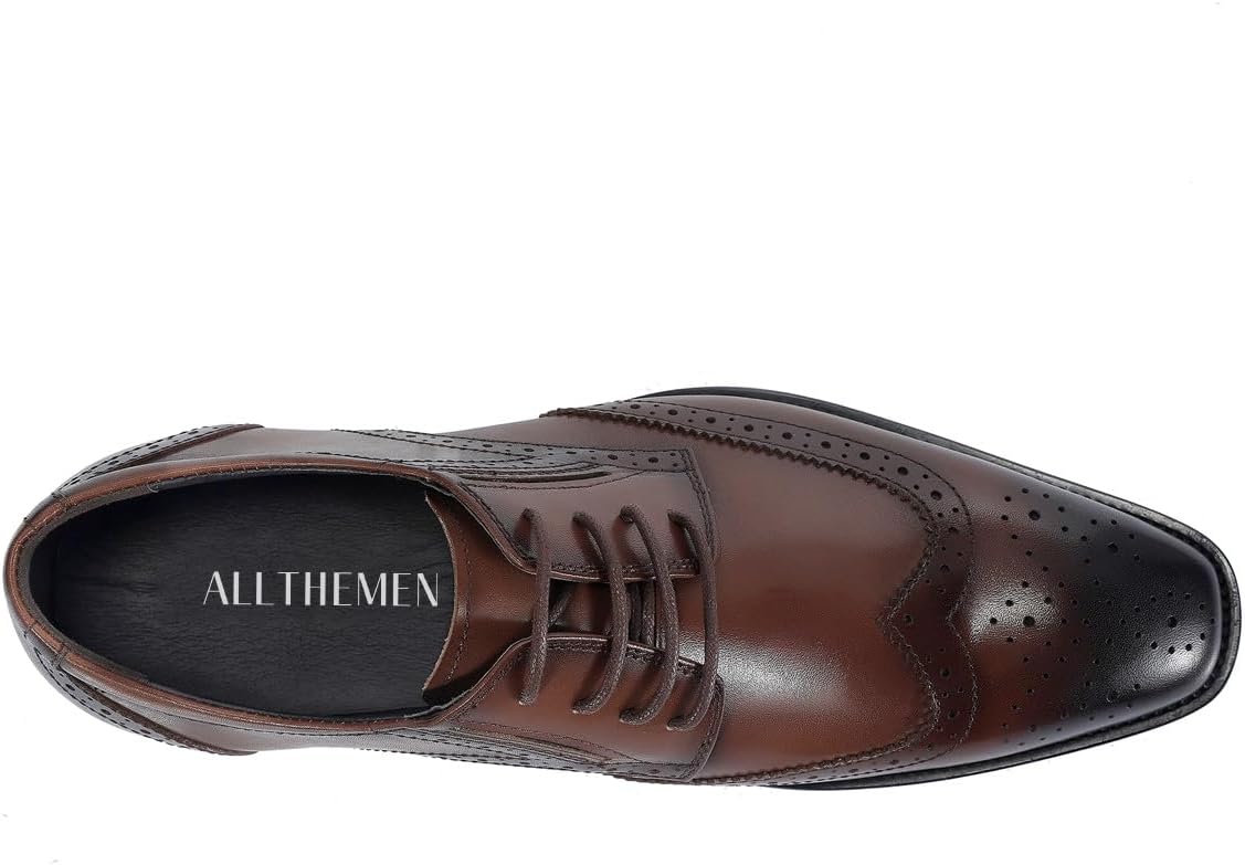 Allthemen Men's Suit Shoes Leather Modern Leather Shoes Business Oxford Derby Shoes Lace-Up Brogues – Bild 3