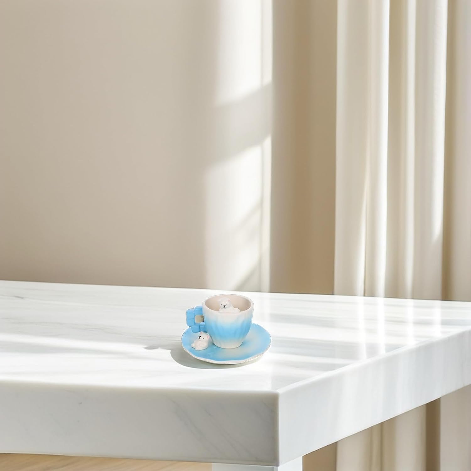 Hemobllo Eisbär Keramik Kaffeetasse mit Untertasse 200 Ml Süßes 3d tiermotiv Teetassen Satz für Kaffee und Tee Geschenkset – Bild 5