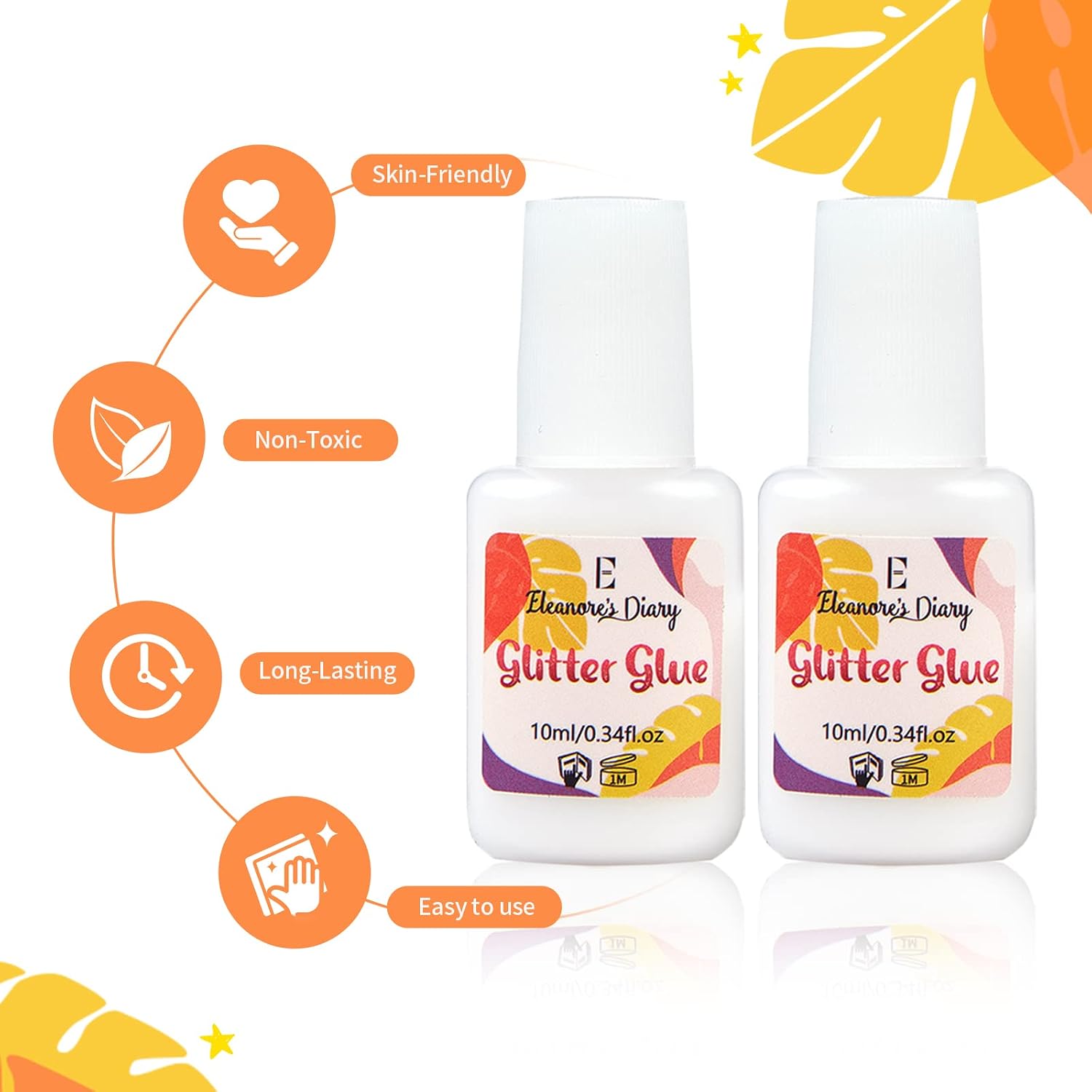 Skin Glue for Glitter Tattoos, 10 ml x 2 Glitter Glue, Odourless and – Bild 2