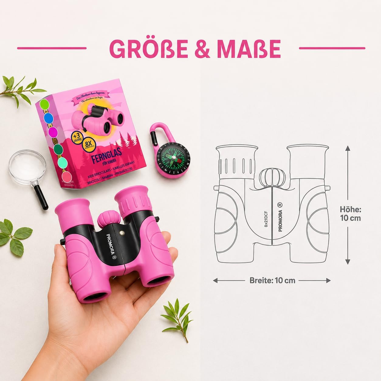 Binoculars for Kids - Gift for Little Boys and Girls for Christmas - Strong Magnification 8 x 21 - Large Set Including Magnifier & Compass - Toy for 3-12 Years – Bild 4