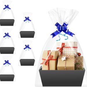Gift Baskets Empty Set of 5 Black with Foil and Cardboard Bows