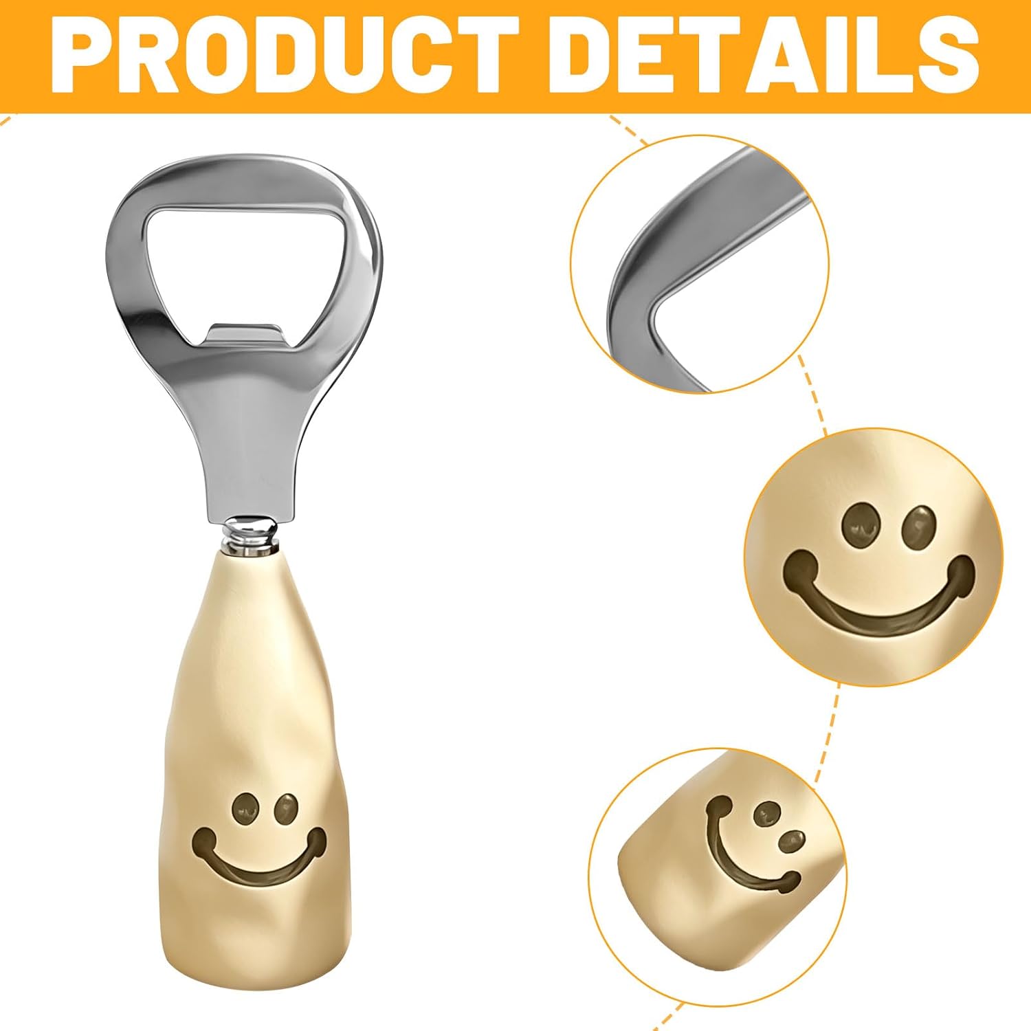Bottle Opener, Smiley Beer Bottle Opener, Stainless Steel Bottle Opener, Funny Beer Opener for Drinks, Cider, Bar, Home Gadgets, Beer Mortar for Men Gifts, Beer Gifts for Men (A) – Bild 4