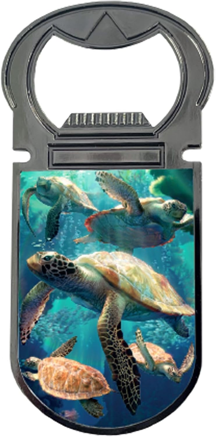 3D LiveLife Bottle Opener - Sea Turtle Swimming by Deluxebase Lenticular 3D Turtle Magnetic Bottle Opener Fridge Magnet Bottle Opener for Beer Bottles and Bar Accessories for