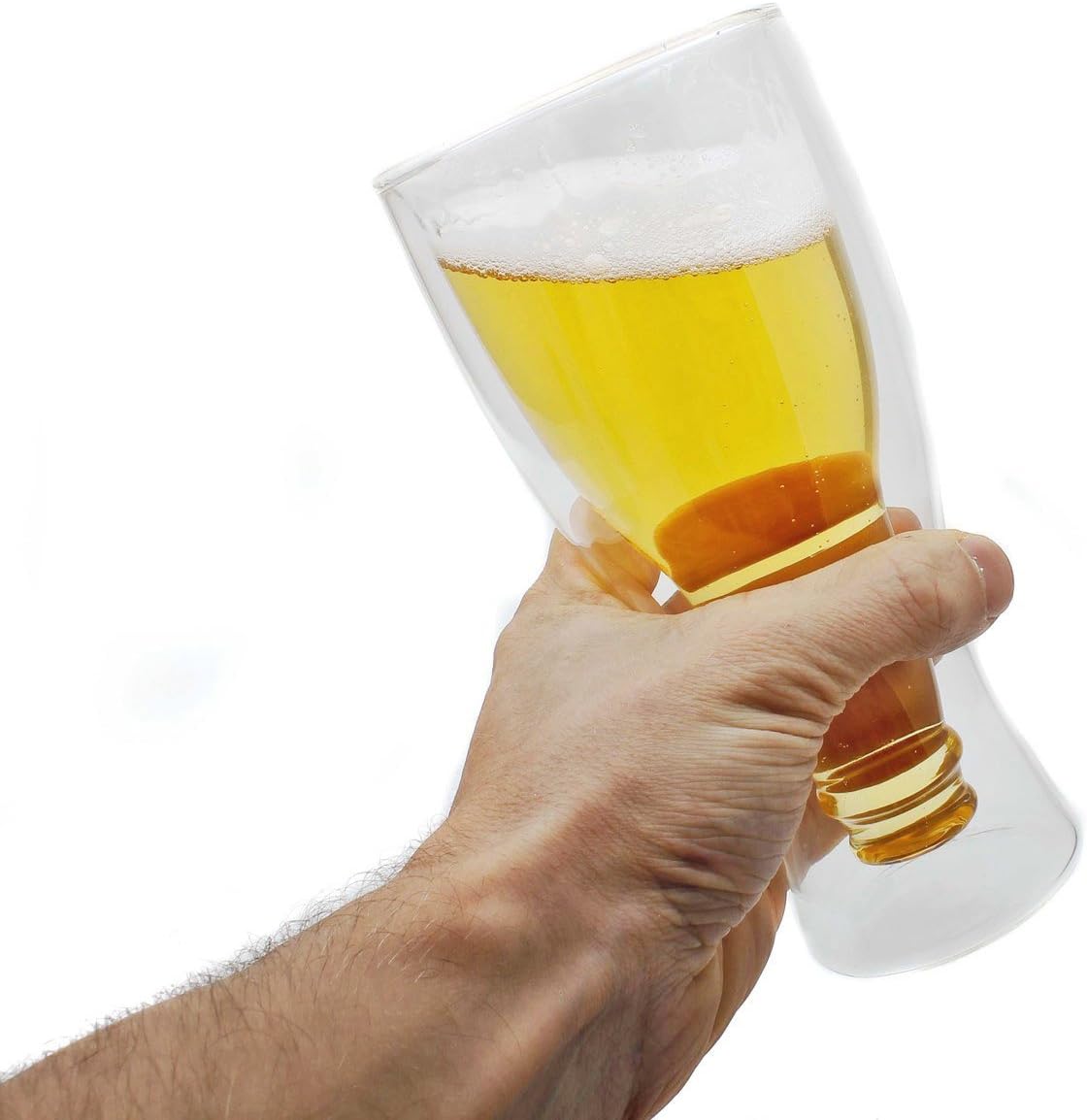 Dimono Double-Walled Beer Glass 0.33 L Inside Out Inverted Beer Bottle in Glass (2 Glasses) – Bild 3