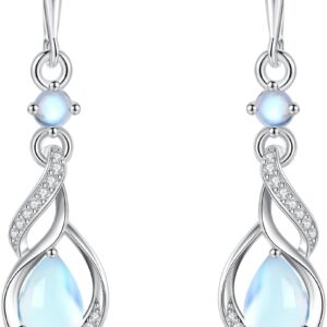 FANCIME 925 Sterling Silver Hanging Earrings Birthstone Jewellery Gifts for Women Girlfriend Wife Mother