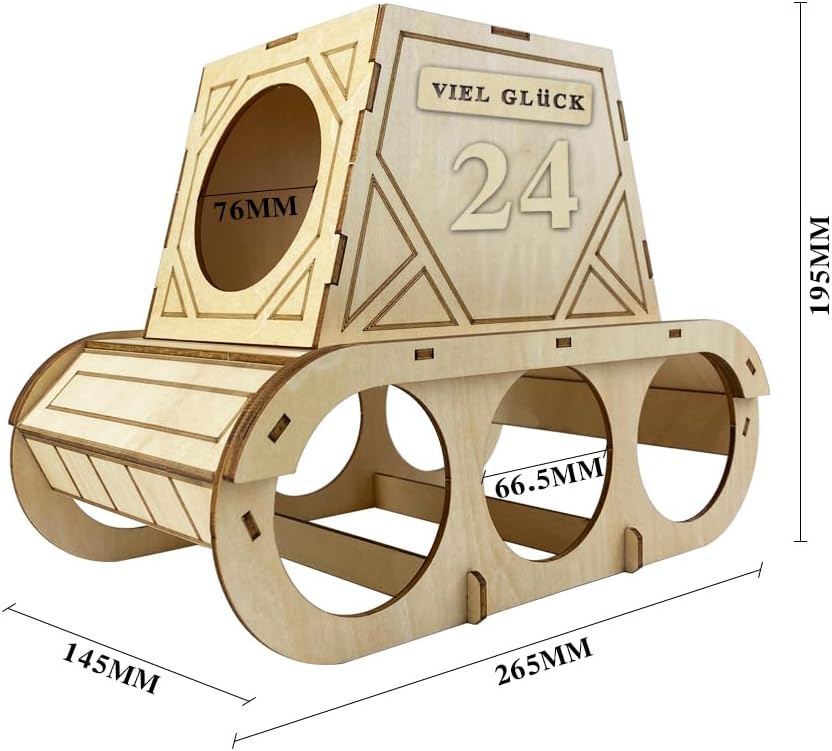 Funny Wooden Beer Carrier - Tank Design Bottle Carrier - Original Beer Gifts for Men - Perfect for Birthday Man - Creative Gift Idea for Beer Lovers (A) – Bild 2