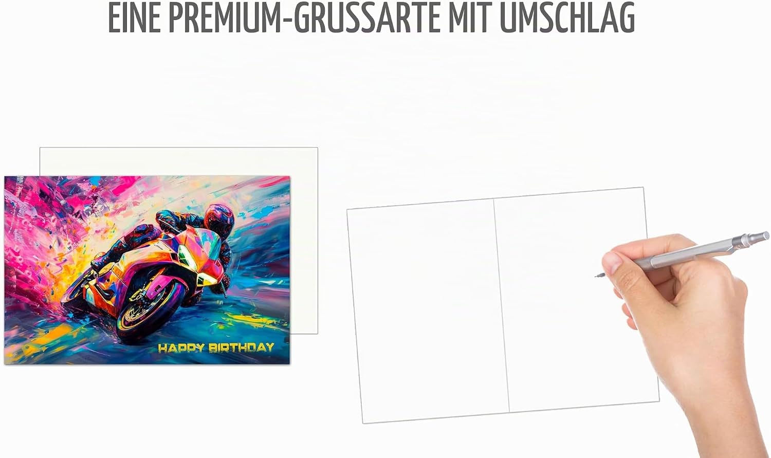 Edition Seidel Premium Birthday Card with Envelope. Greetings Card Billet Birthday Happy Birthday Man Woman Motorcycle Bike Hobby (G3537 SW024) – Bild 2