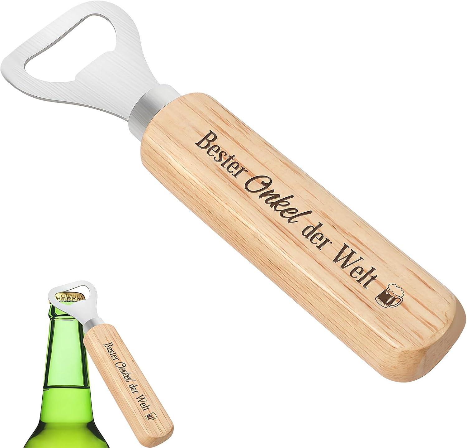 Holz Flaschenöffner Bester Papa - Geschenk für Papa zum Geburtstag & Vatertag - Bieröffner als Männergeschenk von Tochter & Sohn - Persönliche Geschenkidee für Väter zu Weihnachten