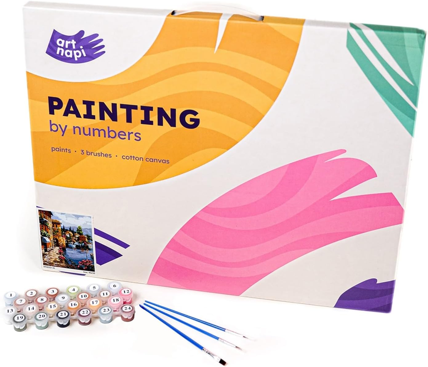 Artnapi Paint by Numbers Adults with Frame | DIY Hand Painted | Romance Under Umbrella | Kit for Beginners and Adults | Set Including Acrylic Paints & Brush | 40 x 50 cm Canvas | Gifts – Bild 3