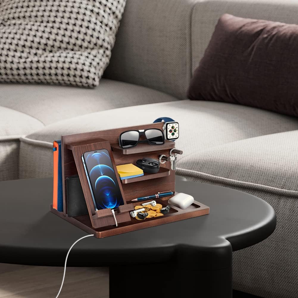 Gifts for Men, Wooden Phone Docking Station, Watches, Wallets, Bedside Organiser Gift Husband, Gift for Him, Father, Brother, Christmas, Anniversary, Birthday Gift for Men, Dad Gifts – Bild 7
