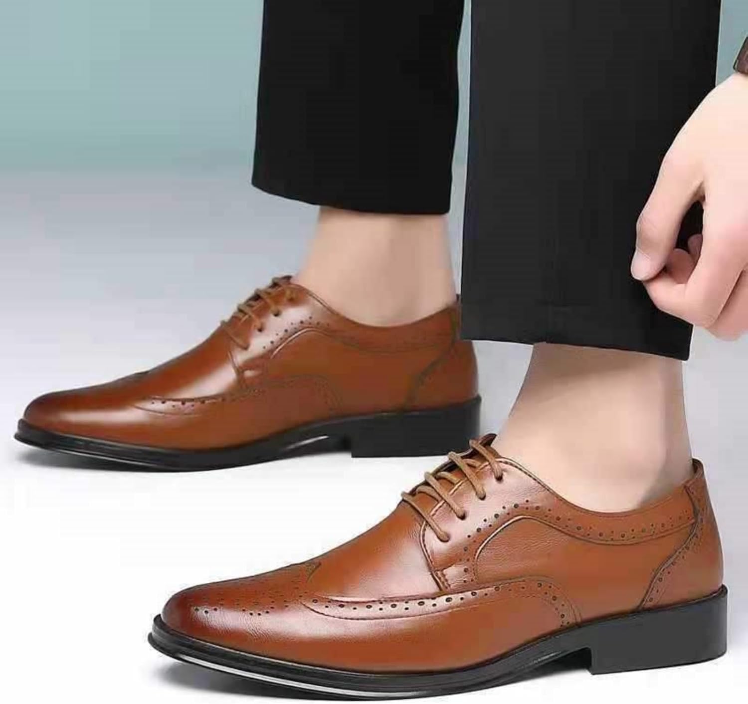 Hixingo Men's Suit Shoes 38-47 EU, Comfortable Suit Shoes, Men's Business Shoes, Oxford Elegant Derby Leather Shoes, Non-Slip Breathable for Wedding, Suit – Bild 5