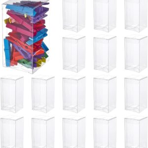 BENECREAT Pack of 40 Transparent Wedding Gift Boxes 5 x 5 x 10 cm Rectangular Transparent PVC Gift Boxes for Sweets and Chocolate Packaging for Wedding Gifts