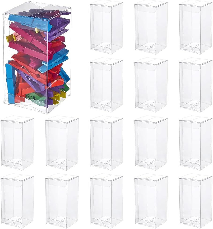 BENECREAT Pack of 40 Transparent Wedding Gift Boxes 5 x 5 x 10 cm Rectangular Transparent PVC Gift Boxes for Sweets and Chocolate Packaging for Wedding Gifts