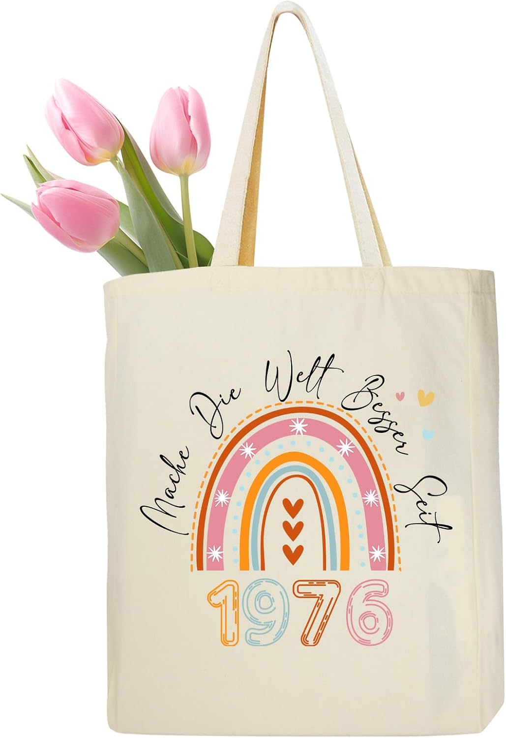 Ysound 50th Birthday Women Cotton Bag Gifts for Wife Cotton Bag, 1976 Fabric Bag Shopper Bag as 50th Birthday Gift, Gift for Women Mum Colleague Girlfriend for Birthdays