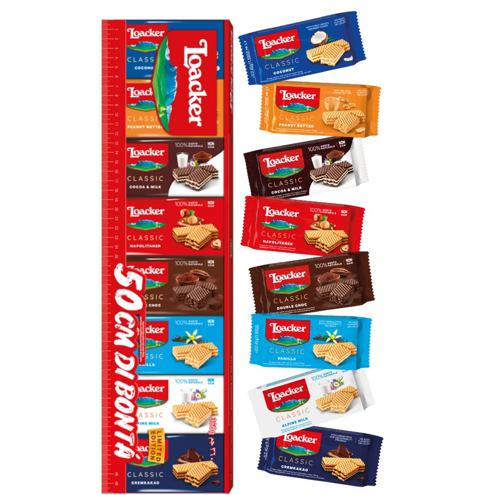 Loacker 50 cm Di Bonità Mix - 8 Individually Wrapped Waffle Biscuits - 360