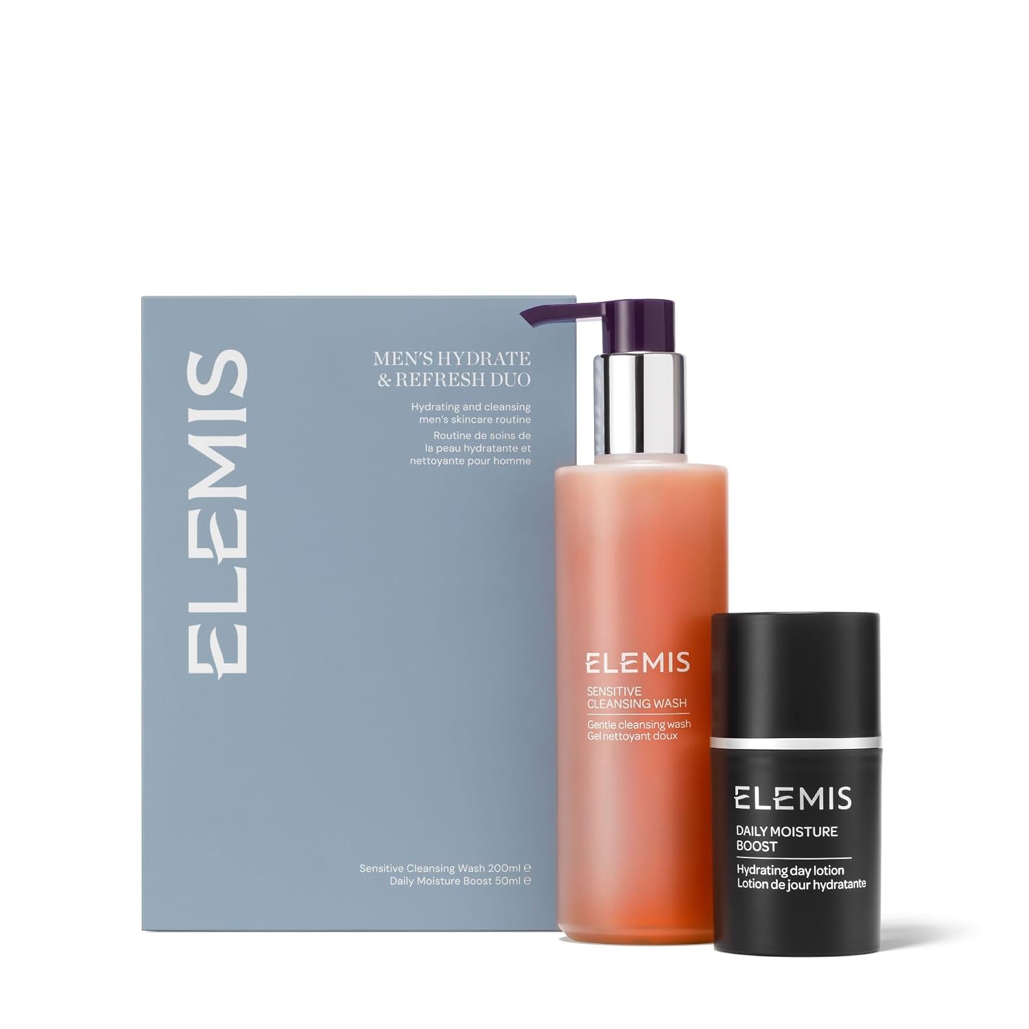 ELEMIS Hydrate & Refresh Duo - Skin Care Gift Set for Men, Skincare Set with Moisturising Cream & Gentle Facial Cleansing, Pro-Collagen Daily Moisture Boost & Sensitive Cleansing Wash