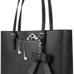 Women’s Large Leather Handbag, Shopper Bag, Handbags with Bow Keyring, Shoulder Bag, Women’s Tote Bag for Shopping, School, Work, Travel