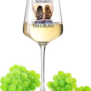 GRAVURZEILE Puccini Wine Glass with UV Print - Best Friend Configuration - Extensively Customisable Motif to Design Yourself - Personal Gift for Girlfriends - Colour: Girlfriends Puccini