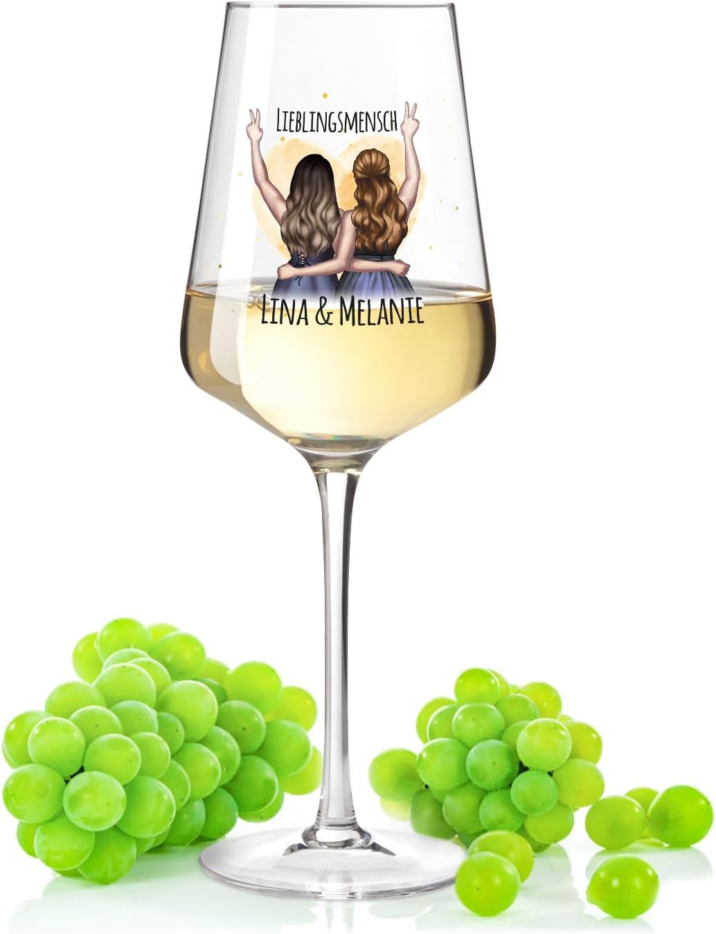GRAVURZEILE Puccini Wine Glass with UV Print - Best Friend Configuration - Extensively Customisable Motif to Design Yourself - Personal Gift for Girlfriends - Colour: Girlfriends Puccini