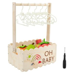 Baby Basket Gift with Handle, Wooden Box for Baby Shower, Cupboard Baby Shower Boxes Made of Wood, Multifunctional Baby Basket Newborn for Birthdays, Baby Showers, Christmas, New Parents (B)