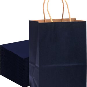 Gcardist Medium Navy Premium Colourful Gift Bag Pack of 16 with Handle Kraft Paper Bag 27 x 21 x 11 cm, Multi-Purpose (Medium, 7.6 x 4.75 x 10.5 inches)