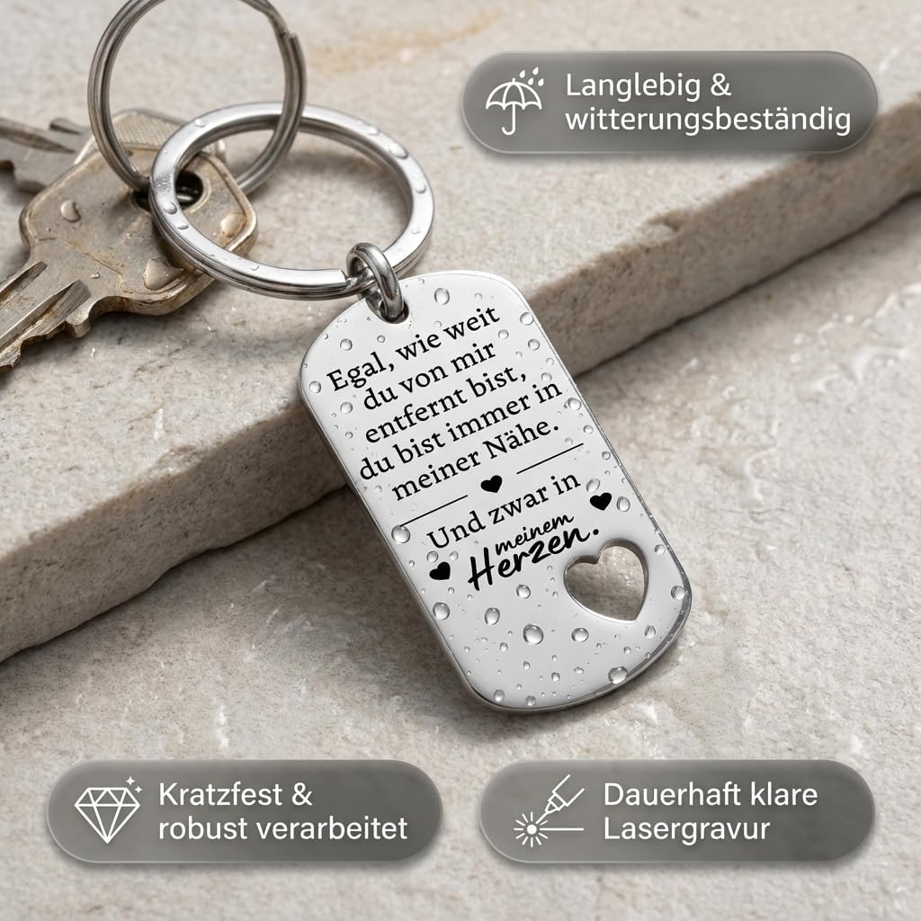 Premium Key Ring with Elegant Engraving as Guardian Angel I Lucky Charm for Woman and Man I Gift Drive Careful I Love You – Bild 2