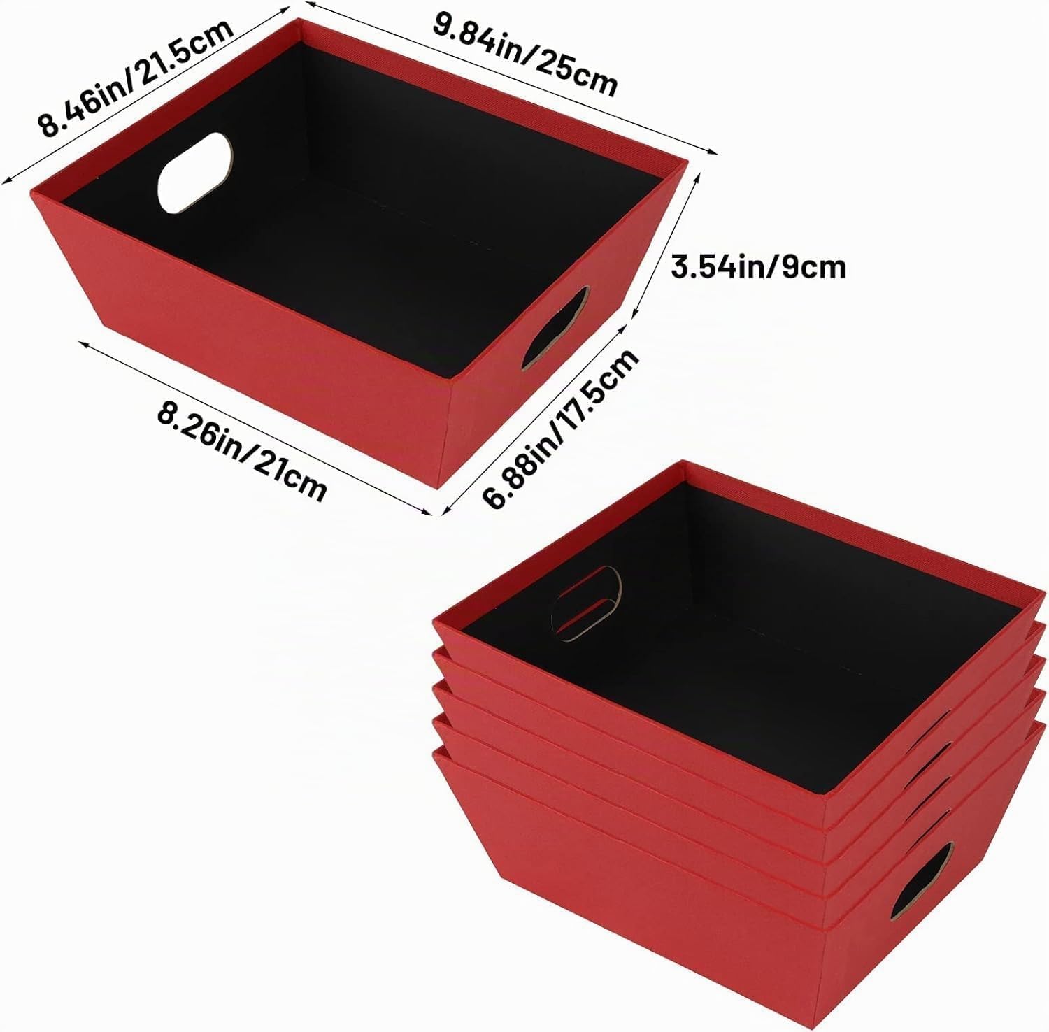 Empty Gift Basket, Set of 5, Red, Gift Basket for Filling Made of Sturdy Cardboard with Handles, Large Gift Baskets, Empty for Christmas, Birthday, Wedding, Company Presents & Gift Packaging – Bild 5