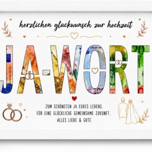 Frame Money Gift Wedding „JA-Word“ Motif Decorative Stand