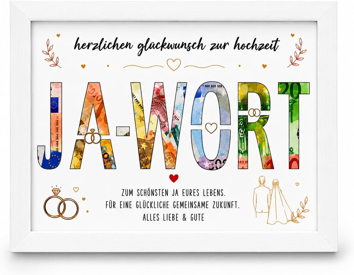 Frame Money Gift Wedding "JA-Word" Motif Decorative Stand