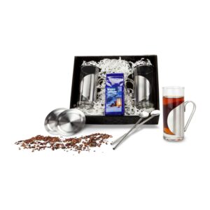 Römer Präsente Winter Fruit Tea Gift Set - 7 Pieces - 2 Tea Glasses, 2 Coasters and 2 Straw Spoons and 1 Cherry Tea (50 g) in Gift Box with Decorative Material Approx. 27 x 22 x 7 cm