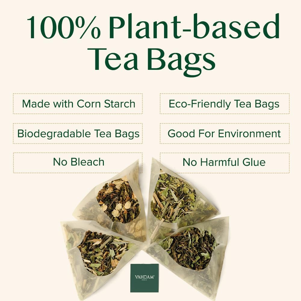 VAHDAM, Tea Variety Pack | 15 Flavours | Award Winning Tea Sampler | Black Tea, Green Tea, Oolong Tea, Chai Tea, Herbal Tea | Long Leaf Pyramid Tea Bags | Best Selling Tea Gift Set & Tea Gift Box – Bild 4