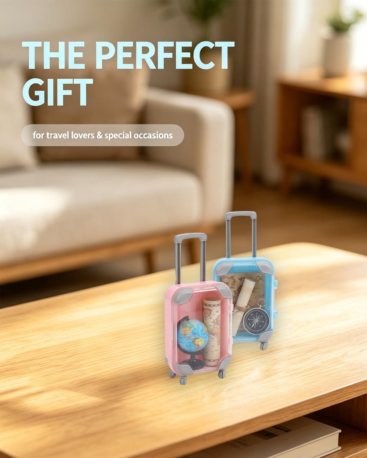 Pack of 2 Mini Suitcase Gift Box, Mini Suitcase Cute Gift Packaging, Travel Voucher Gift Packaging for Money Gift & Travel Fund, Creative as a Birth & Wedding Surprise (Pink/Blue) – Bild 9