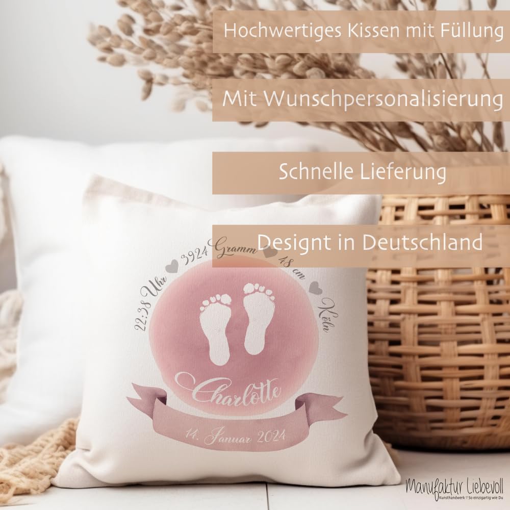 Personalised Pillow for Birth Christening - Baby Gift with Name and Birth Dates, Birth Pillow, Name Pillow Girl Boy, Christening Gift – Bild 4