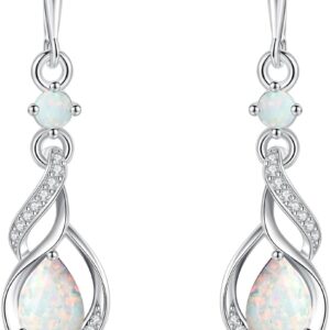FANCIME 925 Sterling Silver Hanging Earrings Birthstone Jewellery Gifts for Women Girlfriend Wife Mother