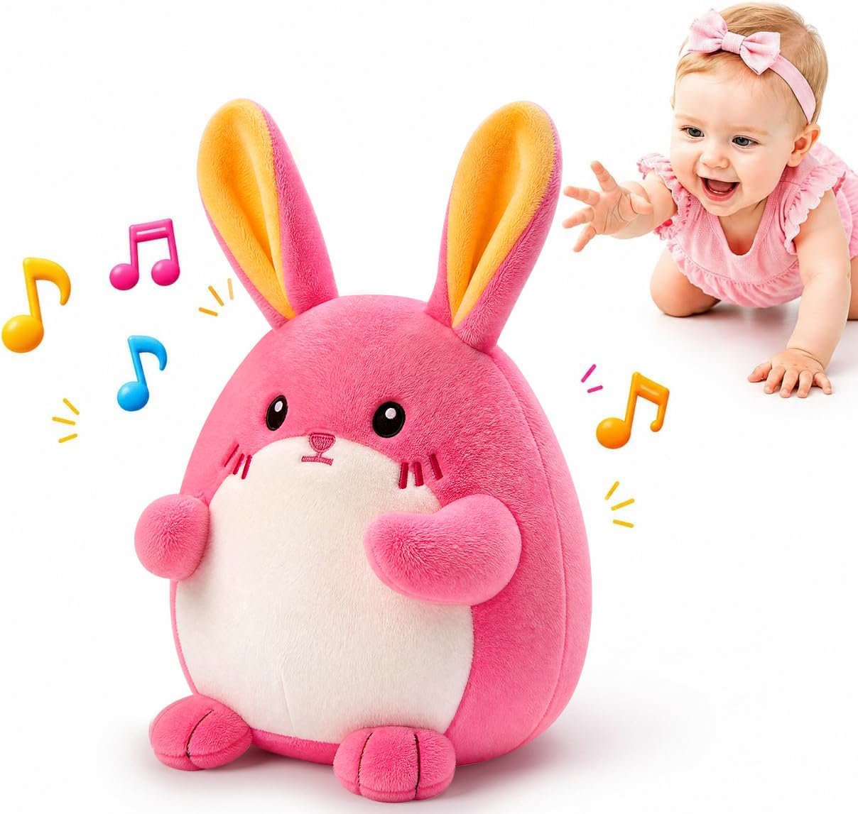 SAIMAND Baby Toy 6-18 Months Musical Rabbit Crawling Toy